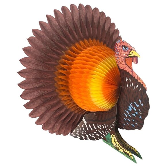 VTG Thanksgiving Table Fold Out Turkey Decoration 13" Honeycomb Display Die Cut - Picture 1 of 9